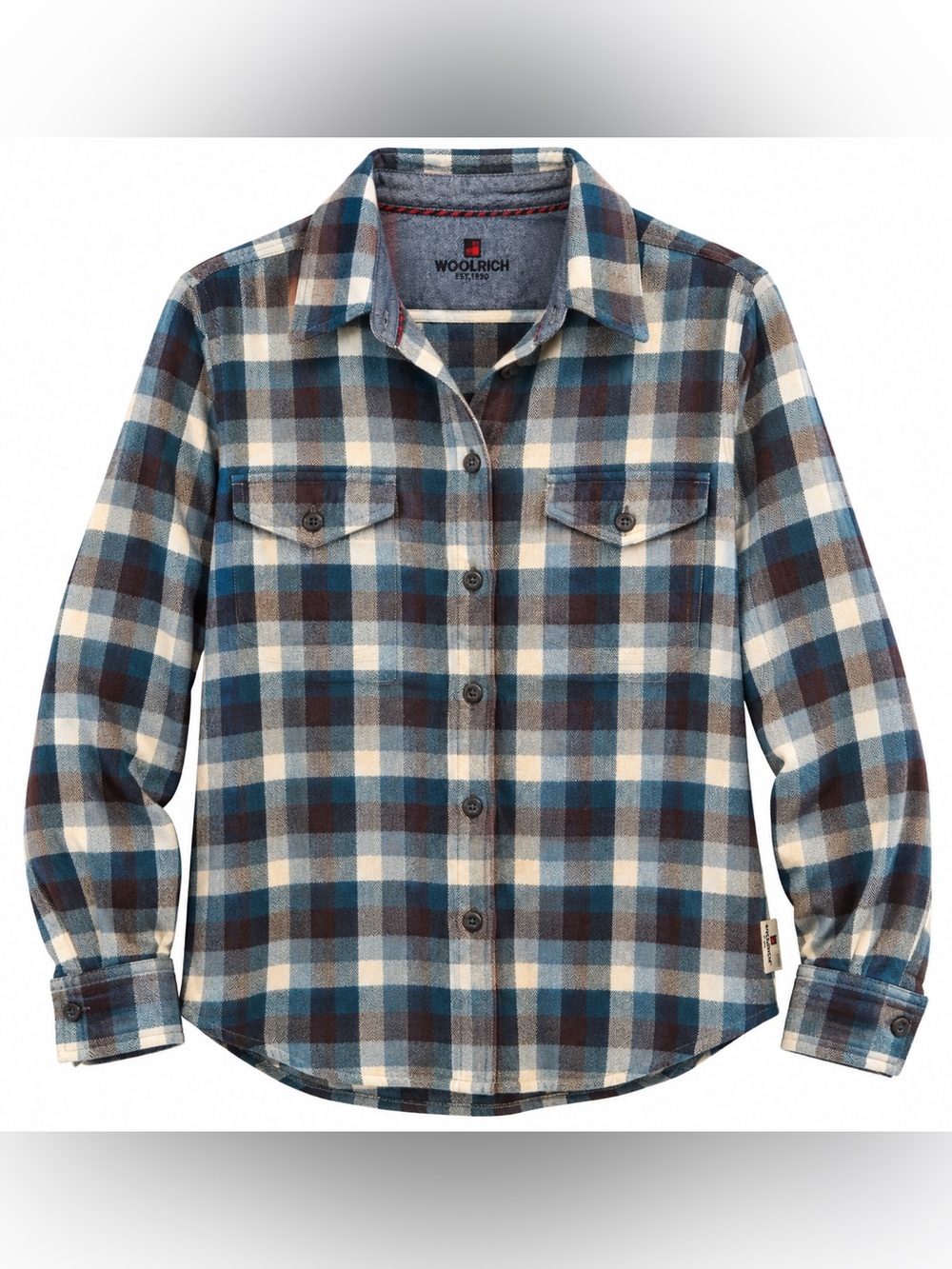 Woolrich  XL Blue Plaid Cotton Flannel Button Up Shirt